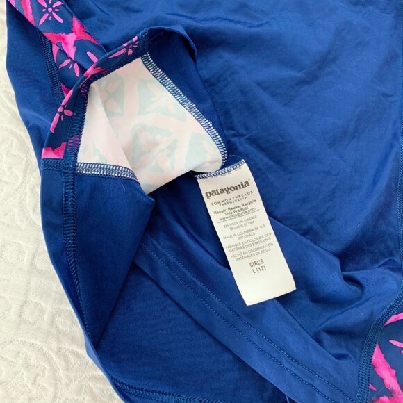 Patagonia Girl's Rashguard Swim Top, Channel Blue - Picture 5 of 5